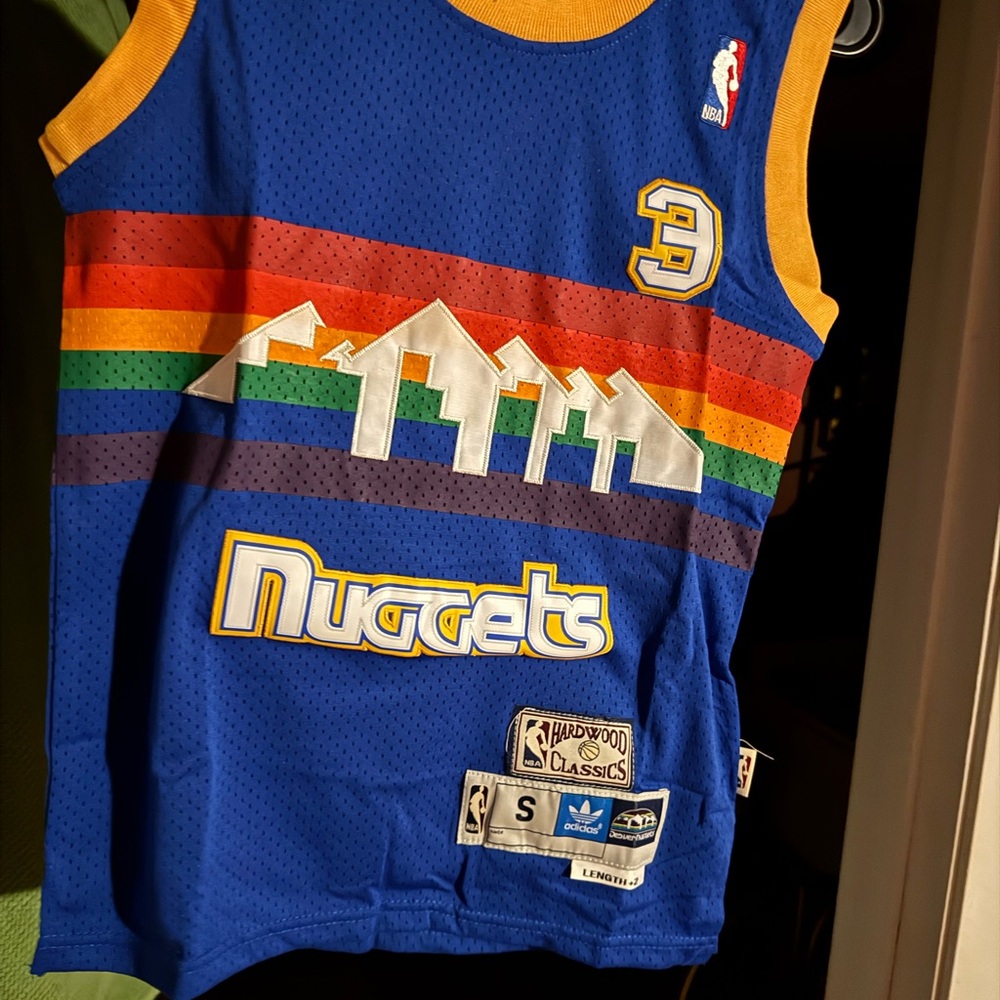 Adidas Stitched Hardwood ClassicBlue Denver Nuggets Allen Iverson Jersey.